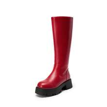 Knee High Boots Women, Comfortable Platform Round-Toe Side Zip Boots For Women - Đỏ - Xem 5