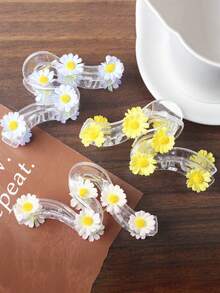 1 件夏季花卉大爪夹，10 件雏菊花 PVC 发爪夹，发爪用于盘发，几何半发髻发夹，女士百搭发饰，婚礼新娘，日常佩戴，海滩配饰时尚发夹女士发夹花夹用于头发秋季配饰