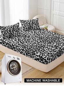 1pc Leopard Print Fitted Sheet, Bedding, Fitted Sheet, Mattress Cover, Soft & Comfortable Bedroom Mattress Protector, Fitted Sheet Only, Machine Washable - Multicolor - View 7