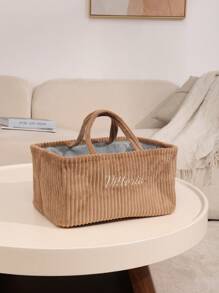 1pc Personalized Solid Color Baby Name Diaper Storage Basket - Ideal Newborn Gift! Customized Embroidered Baby Name Basket, 2-In-1 Storage & Gift Box, Essential For New Parents, Newborn Autumn/Winter Gift, Holiday Gift Choice, Son, Daughter