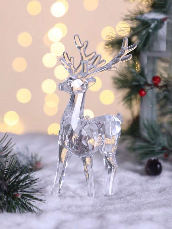 1 pieza Nuevo adorno transparente de reno navideño, adorno colgante de reno de acrílico, mejor regalo de Navidad, decoración de reno de acrílico de cristal