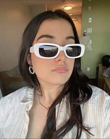 2pcs Retro Classic Oversized Fashion Glasses For Teens - Black And White Round Lenses, Durable PC Frame, Stylish Decorative Glasses For Casual Wear, Fashion Glasses For Teens, Playful Glasses, Polyacrylic Lenses - 米色 - 查看 1