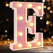 8.58英吋 LED 發光字母數字夜燈，26個字母與0-9數字，黑白粉色，電池供電閃爍發光招牌，牆掛桌上氛圍燈，適用於居家酒吧、婚禮、求婚、週年紀念、情人節、聖誕節與生日派對裝飾 - 粉色 - 查看 13