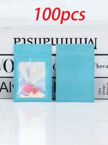 100/50/30/10pcs Resealable Bags, Clear Window Food Storage Bags, Candy Bags, Fudge Bags, Aluminum Foil Bags, Party Favor Packaging Bags, Holographic Resealable Bags Zipper Food Storage Aluminum Foil Mylar Scent Bags Plastic Flat Packaging Bags For Party Favors Food Candy Jewelry Lip Gloss, Available In Various Sizes And Colors - 開窗鐳射袋 - 查看 34