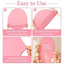 Pink Arched Backdrop Covering Cloth, 6 Feet, 6.6 Feet, 7.2 Feet, Baby Pink Wedding Arch Cover 2 Sides Spandex Laminated Fabric Arch Background, Party Background, Wedding Background Rite Decoration Arch Background Fabric Birthday Party Wedding Decoration Fabric (Shelves Not Included, Only Fabric Background) - Baby Pink - View 4