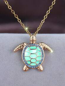 Tsnamer 1 Vintage And Cute Turtle Pendant Necklace, Adorned With Green Enamel And Cubic Zirconia, Perfect For Women And Girls, In A Stylish Nautical Style - Turtle - View 10