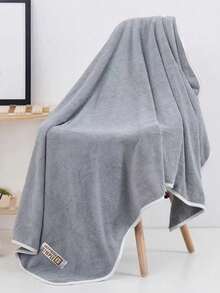 1 pieza Toalla de baño con parche de letra para decoración del hogar, baño, regreso a la escuela, salón de belleza, hotel, deportes, artículos esenciales del hogar, toalla, cuidado de la piel