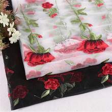 قماش تول مطرز بالزهور بالياردة، قابل للغسل باليد فقط، نمط الوردة، قماش مناسب لصنع فساتين الزفاف والملابس والتنانير والديكور - متعدد الألوان - مشاهدة 5