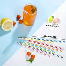 100/20pcs Thick Disposable Straws, Colorful Creative Party Birthday Decoration Festival Event Craft Straight Paper Straws For Christmas, Thanksgiving, Halloween Decoration Supplies - Yellow - View 2