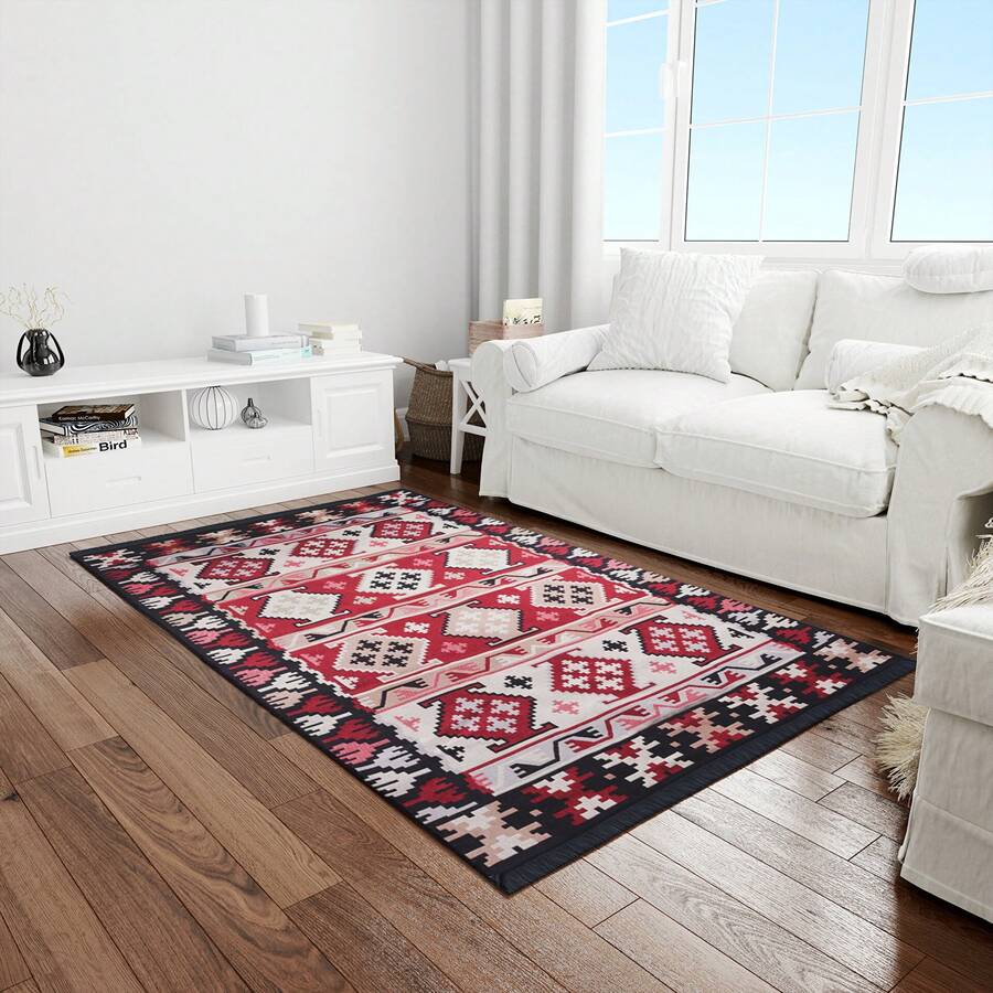 Alfombra grande para sala de estar con patrones tradicionales, lavable, alfombras de área modernas para dormitorio y sala de estar - Rojo - Ver 1