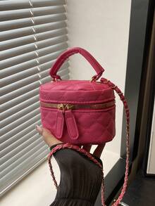 Túi mini nhẹ, túi dây xích, túi chần bông, túi xách tay, túi xô, phù hợp cho nữ sinh, sinh viên và phụ nữ công sở, tuyệt vời cho văn phòng, trường đại học, công việc, đi làm, hoạt động ngoài trời, du lịch và dã ngoại. - Màu Hồng Tươi - Xem 12