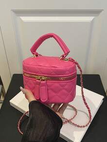 Túi mini nhẹ, túi dây xích, túi chần bông, túi xách tay, túi xô, phù hợp cho nữ sinh, sinh viên và phụ nữ công sở, tuyệt vời cho văn phòng, trường đại học, công việc, đi làm, hoạt động ngoài trời, du lịch và dã ngoại. - Màu Hồng Tươi - Xem 11