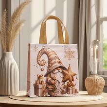 16pcs-Golden Christmas Theme Gift Bags Set, Non-Woven Fabric Bags, Tote Bags, Holiday Gift Bags With Warm Golden And Snowflake Tones, Decorated With Cheerful Santa Claus, Shiny Snowflakes, Christmas Flowers, Etc. Each Bag Features A Comfortable Golden Handle Suitable For Family Gatherings, Christmas Gift Packaging, Holiday Decoration(4/8/16pcs)