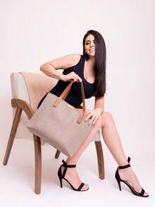 Bolsa Feminina Shopper De Ombro Sacola + Necessaire Casual