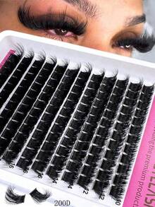240 Stück/144 Stück 8D Luxus Flauschige DIY Cluster Wimpern - 9-20mm gemischte Länge Wimpernverlängerungen 0,07mm Russisch D Curl Dick & Wiederverwendbar Dramatische Wimpern Einfach für Anfänger - 12 Tabletts 60D/80D200D Sortiment Wimperncluster, Wimpernbüschel, Einzelwimpern, Wimpern, Künstliche Wimpern