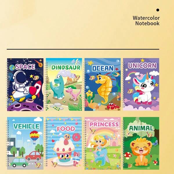 1 Stück Aquarellmalbuch für Kinder mit Farben, Themen: Tiere, Prinzessin, Meerjungfrau, Dinosaurier, Auto, Geburtstaggeschenk, Weltraum-Abenteuer, Regenbogen-Pony