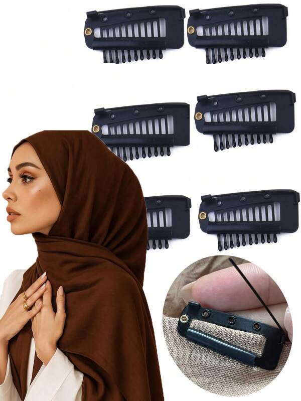 6 قطع/مجموعة مشابك وشاح للنساء، مشابك قوية لتشكيل الشانيل والدوباتا، مشابك تثبيت الحجاب والوشاح للمرأة المسلمة