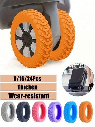 8/16/24 件、行李箱轮子套、行李箱轮子保护套硅胶拉杆箱静音脚轮套硅胶轮子套行李箱通用减噪拉杆箱轮套洗漱包旅行洗漱包洗漱旅行包化妆收纳、8 轮旋转行李箱套装行李箱轮子保护套、防磨、防噪音行李箱套、度假旅行必需品行李箱保护套、旅行配件