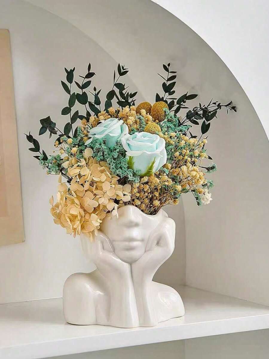 Symbolic Hand Sculpture Vase - Made Of Ceramic-Like Resin, Meaning Blessings, Suitable For Spring Home Altar/Wedding Decor, Cream White Modern Art Piece, Can Be Paired With Sunflowers, Reed Bundles, Etc. (Christmas/Halloween/Thanksgiving/Easter/Valentine's Day/Mother's Day, A Gift Of Hope) Home Decor, Room Decor, Vase, Glass Vase - Multicolor - View 1