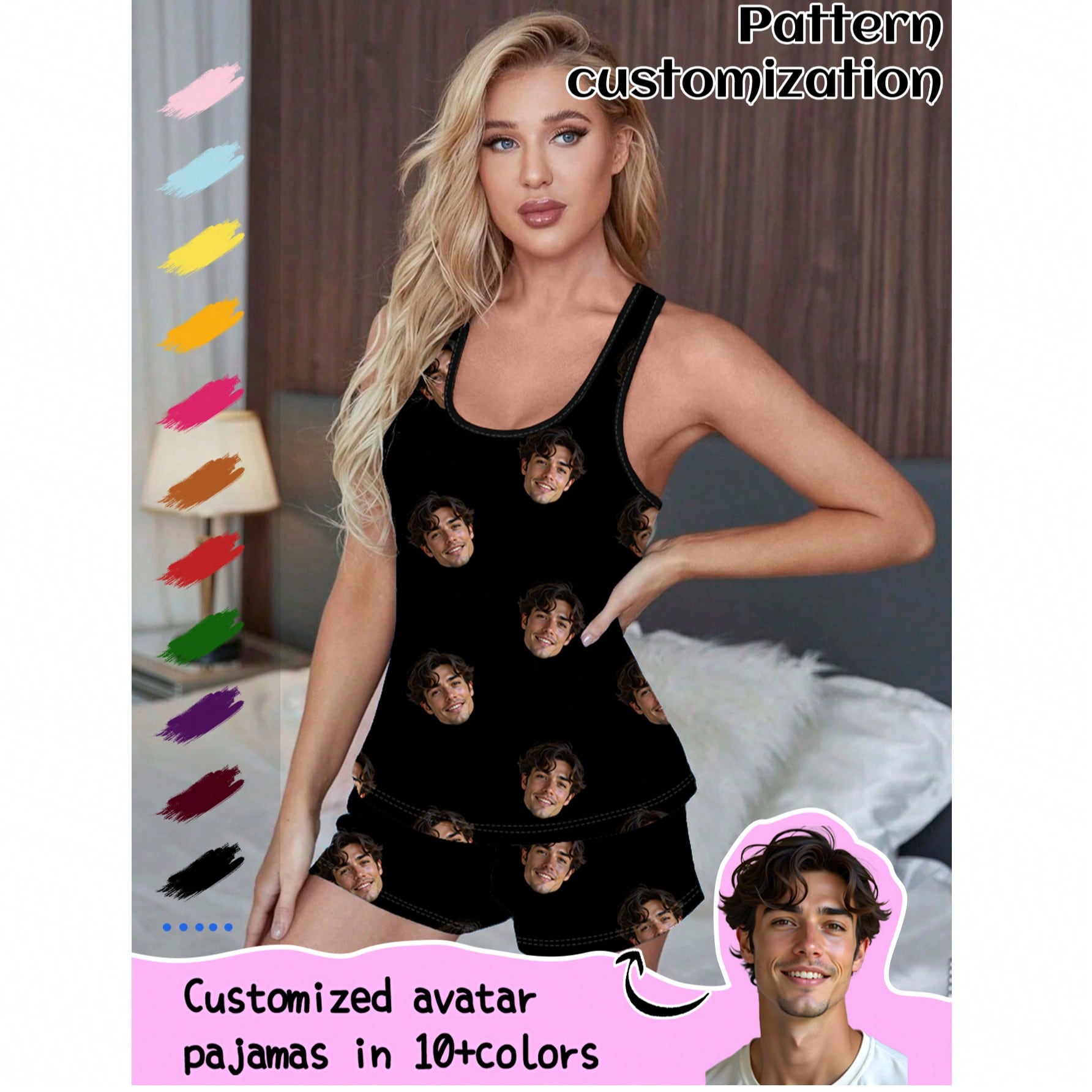 Conjunto de Pijama Personalizado para Mujer Printstory, Impresión Personalizada de Mascota/Personaje/Retrato, Regalo de Vacaciones/Mejor Amiga, Perro