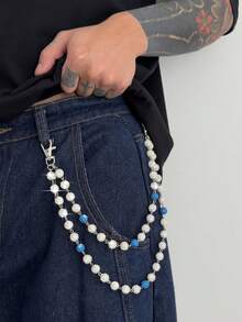 1pc Fashionable Elegant Minimalist Multi-Layer Crystal Chain Waist Chain, Men's Personalized Body Chain, For Pants Decoration, Daily Party Wear, Couples Jewelry, Holiday Gift