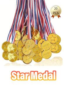 20 枚金星奖牌，耐用聚乙烯材质，适用于体育奖励、永久奖励、比赛奖品、派对礼物、活动装饰，直径 1.4 英寸。