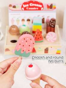 儿童仿真过家家冰淇淋店食堂收银柜台角色扮演木制玩具早教互动过家家玩具