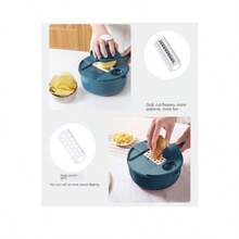 Vegetable Cutter Slicer With Basket Fruit Potato Chopper Carrot Vegetable Kitchen Tool - Blue - View 6