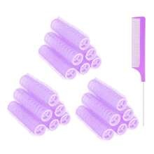 18 PIEZAS Rizadores de cabello sin calor, rizadores de cabello profesionales para salón, herramientas para peinados rizados DIY, peine de cola de rata para mujeres con cabello corto y medio (2 cm x 6 cm), esenciales para volver a la escuela, viajes y vacaciones, accesorios para el cabello para mujeres