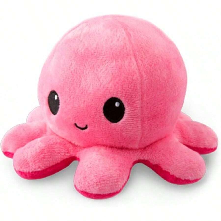 TeeTurtle - The Original Reversible Octopus Plushie - Trees + Ornaments - Cute Sensory Fidget Stuffed Animals That Show Your Mood - Hồng nhạt + Hồng đậm - Xem 1