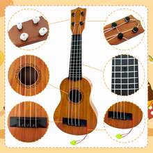 1pc Toy Classical Ukulele Guitar Musical Instrument, ABS Plastic Material, Brown, Halloween Gift