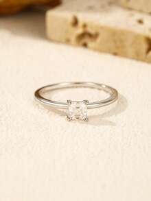 MODIAN Emerald Cut D Color Square Moissanite 925 Sterling Silver Classic Finger Rings For Women Wedding Statement Jewelry - Silver - View 5