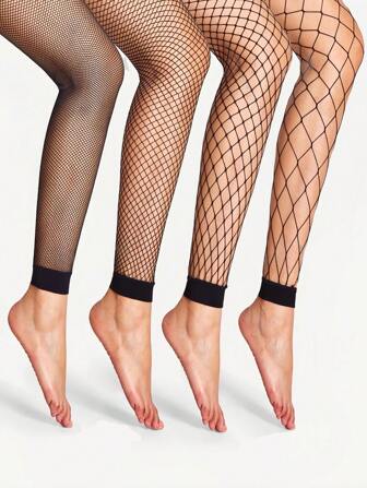 Fishnet Design Pantyhose Stockings 4Pairs