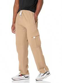 Men's Casual Cargo Sweatpants With Drawstring For Hiking - Khaki - View 6