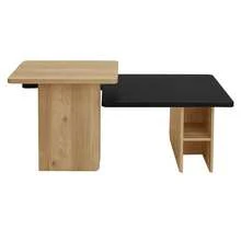 MERAX Set Of 2 Nesting Coffee Tables Farmhouse,Rectangle Coffee Table Living Room,Wood Finish Coffee Table Set, Small Coffee Tables, Sofa Side Table For Living Room, Black - Black - View 8