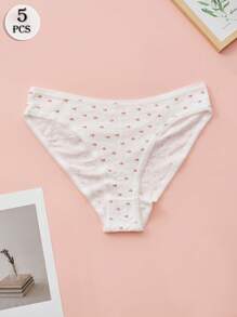 5 szt. przejrzystych i orzeźwiających, jednolitych kolorów i uroczych damskich spodni trójkątnych ze średnim stanem, czystych, uroczych, modnych, prostych, miękkich, wygodnych, z nadrukiem i jednolitym kolorem, dwie serie bielizny, odpowiednie do użytku domowego i na zewnątrz, na cztery pory roku, na imprezy i jako prezent