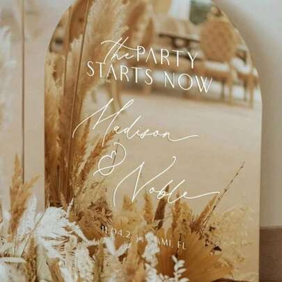 1 Stück 55 * 40 cm blanker Acrylspiegel Gold/Silber Hochzeitsschild, Bridal-Shower Schild, Hochzeitszeremonie und Empfangsschild, DIY Neuvermähltes Paar Name, Hochzeitsdatum und Segensgabe, Geburtstag, Abschluss, Sommer Strand, Schulanfang, Raumdekoration