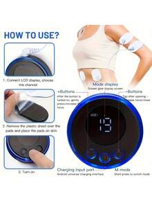 1 Set Portable Mini 8-Mode 19-Level Rechargeable Massage Machine, 1 Connector Clip + 1 Neck Massage Patch, Suitable As Holiday Gift For Shoulder, Neck, Leg Massage For Men And Women - Black - View 4