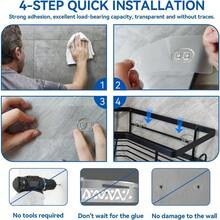 Black Bathroom Shelf With Adhesive (3 Pack), Drill-Free Black Shower Organizer, Solid Carbon Steel Bathroom Shelf.