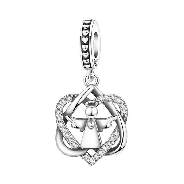 1 Pc S925 Sterling Silver Love Angel Pendant, Bracelet Necklace DIY High-End Jewellery Making Symbol Of Religious Belief, Creative Ladies Gift Birthday Gift Thanksgiving Gift Souvenir