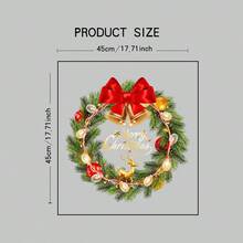1pc 45cm*45cm Christmas Decoration, Includes Bells, Bows, Lights, Reindeer Combination Wreath Shape Christmas Sticker, Whole Sheet PVC Static Cling Film, Easy To Apply On Glass, Reusable Christmas Decor Christmas Decorations Room Decor Home Decor Wall Decor