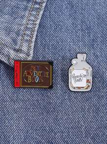2pcs Bottle Books Enamel Needles Creative Fun Brooch Collar Badge Jewelry Gift For Friends - Multicolor - View 10