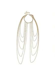 镶钻长流苏项链，肩链 - 款式3金色 - 查看 5