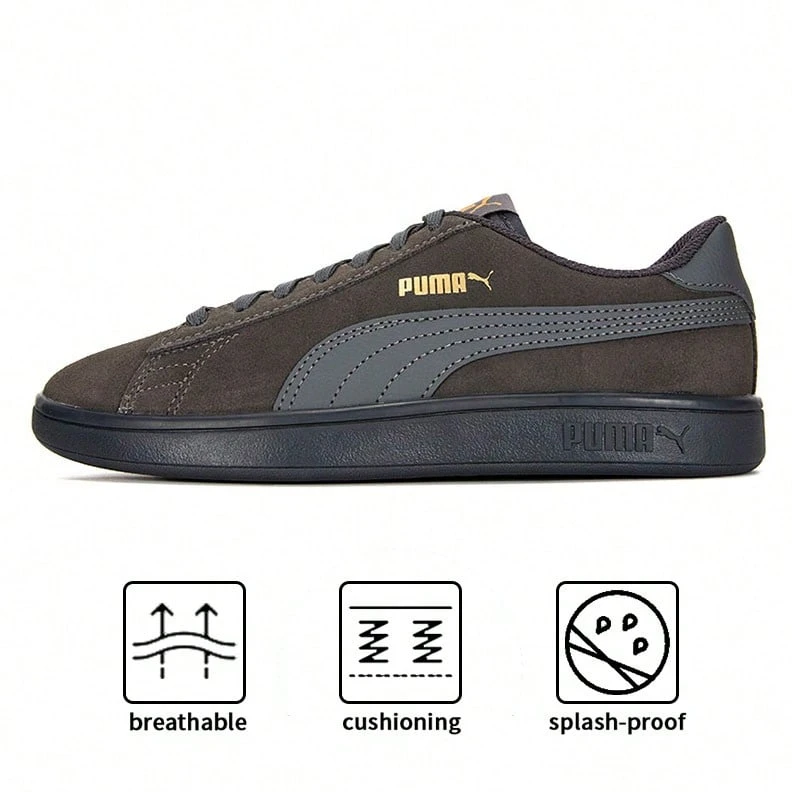 Puma Smash V2 L CN 运动鞋，采用柔软泡沫 + 鞋垫，女士低帮缓震休闲鞋，款号 391840-01 - 鐵灰色-鐵灰色-金色 - 查看 1