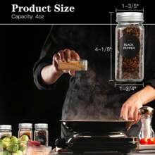 12pcs 4oz Clear Glass Spice Jars With Metal Caps, Shaker Lids, Collapsible Funnel - Dishwasher Safe Seasoning Organizer