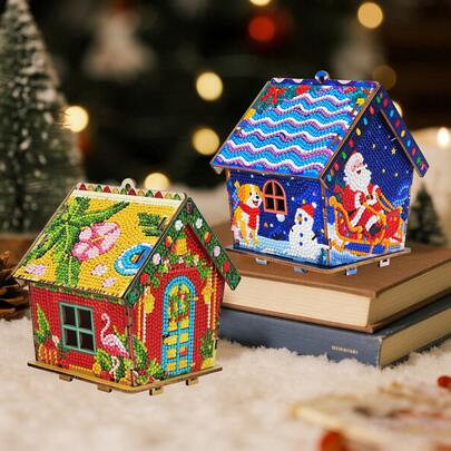 3D Diamant Malerei Puzzle Weihnachtshaus, DIY Holz Volldiamant Weihnachtsmann Diamant Kunst Set, Feiertags Party Tischdekoration, Weihnachtsbaum Ornament, kreatives handgemachtes Geschenk für Familie und Freunde! Heim Dekoration Weihnachtsdekorationen Zimmer Dekoration Winter