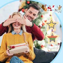 12pcs/Set Embroidery Kit Cross Stitch Bookmark Wooden Bookmarks Tools Wood Hollow Out Cross Stitch Kits Handmade Children Craft