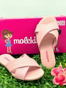 Girls' Flat Sandals, Slide Molekinha, Comfortable Youth - Napa Rose - View 4