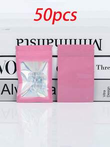 100/50/30/10pcs Resealable Bags, Clear Window Food Storage Bags, Candy Bags, Fudge Bags, Aluminum Foil Bags, Party Favor Packaging Bags, Holographic Resealable Bags Zipper Food Storage Aluminum Foil Mylar Scent Bags Plastic Flat Packaging Bags For Party Favors Food Candy Jewelry Lip Gloss, Available In Various Sizes And Colors - 開窗鐳射袋 - 查看 26