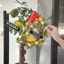 1pc 45cm*45cm Christmas Decoration, Includes Bells, Bows, Lights, Reindeer Combination Wreath Shape Christmas Sticker, Whole Sheet PVC Static Cling Film, Easy To Apply On Glass, Reusable Christmas Decor Christmas Decorations Room Decor Home Decor Wall Decor